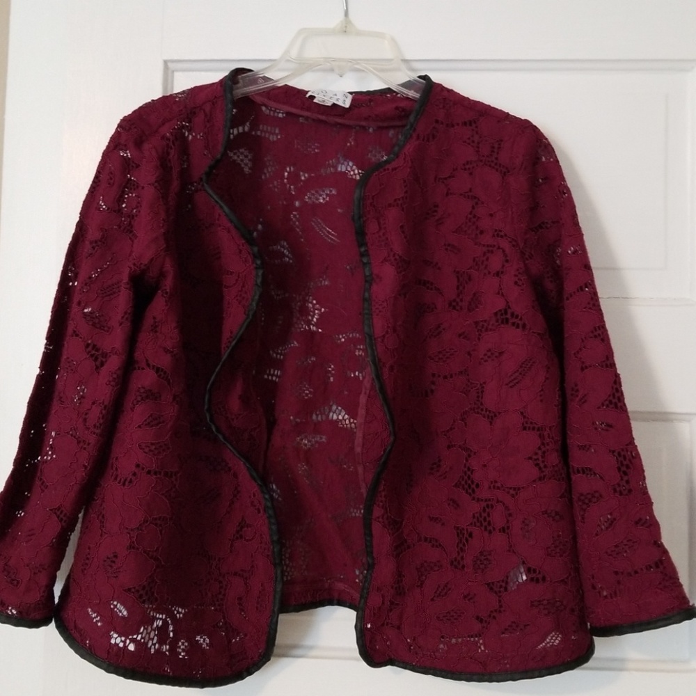 Joan Rivers Burgundy  Lace Blazer